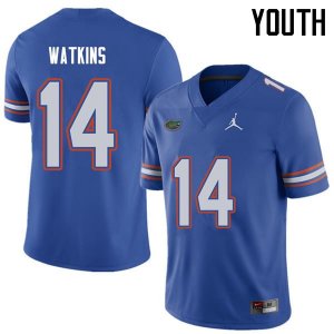 Youth Florida Gators #14 Justin Watkins NCAA Jordan Brand Royal Authentic Stitched College Football Jersey TTT1762QP